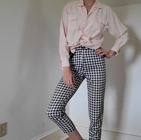 EMANUELLE - High waisted checkered/ polka dot jeans - Picture 7 of 15